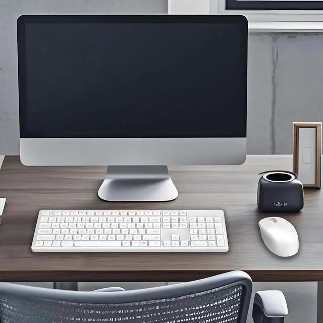 Alt view image 6 of 6 - White Wireless Keyboard and Mouse Combo, Full-Sized Ergonomic Computer Keyboard, 2.4GHz USB Cordless Keyboard Silent Mouse Set, 12 FN Shortcuts for Windows MacOS Laptop Computer