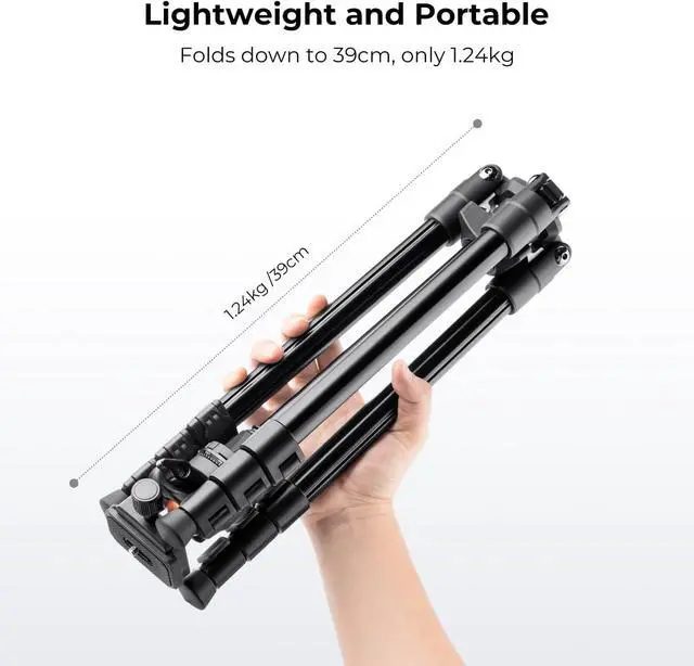 Alt view image 3 of 6 - 64 inch/163 cm Camera Tripod,Lightweight Travel Outdoor DSLR Tripods with 360 Degree Ball Head Load Capacity 17.6 lbs/8 kg,Cellphone Clip for Smartphone Live Streaming Vlog O234A1+BH-36