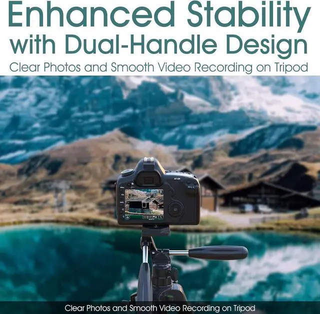 Alt view image 3 of 7 - 74" Camera Tripod with Phone Holder and Remote, Heavy Duty Tripod Stand with Portable Bag for Phone and Camera, Compatible with DSLR Cameras, Cell Phones, Spotting Scopes and Binoculars