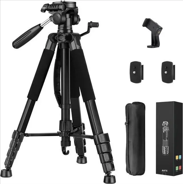 Main image of Tripod Camera Tripods, 74" Tripod for Camera Phone Video Recording, Heavy Duty Cameras Tripod Stand, Professional Travel DSLR Tripods Compatible with Canon iPhone, Max Load 15 LB