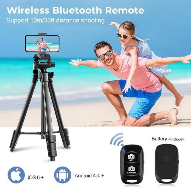 Alt view image 7 of 7 - 54'' Camera Tripod, Phone Tripods for iPhone with Bag, Travel Tripode Stand with Remote Compatible with iPhone 17/1615/14/13/12/11, Android Phones, Cameras, DSLR and Gopro