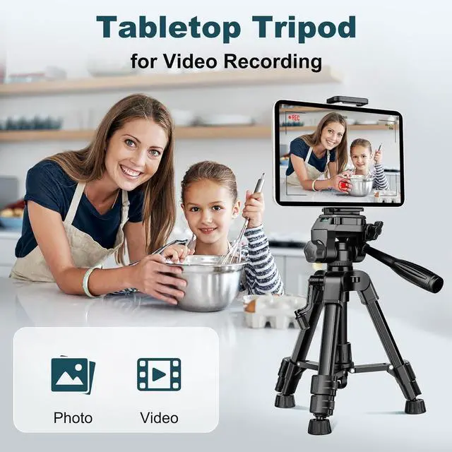 Alt view image 6 of 7 - Mini Tripod for Camera, 25" Tabletop Camera Tripod, Portable Travel Tripod w/Phone & Tablet Holder, Lightweight Aluminum Tripods for DSLR Phone