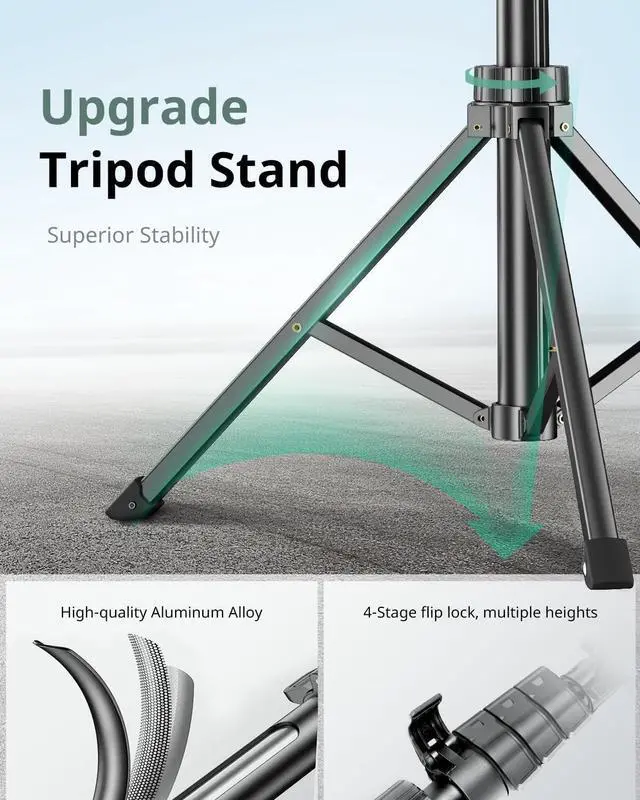 Alt view image 3 of 6 - 62" Phone Tripod & Selfie Stick, Extendable Cell Phone Tripod Stand with Wireless Remote and Phone Holder, Compatible with iPhone Android Phone, Camera