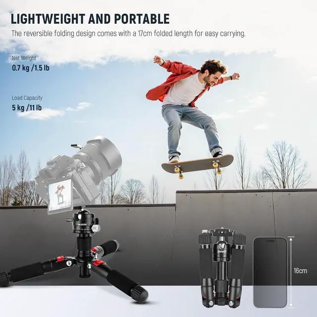 Alt view image 3 of 6 - Portable Desktop Mini Tripod Aluminum Alloy 20''/ 50cm Desk Tripod with 360 Degree Ball Head, 1/4 inch Quick Shoe Plate for DSLR Camera Video Camcorder, Load up to 11 pounds/5 kilograms