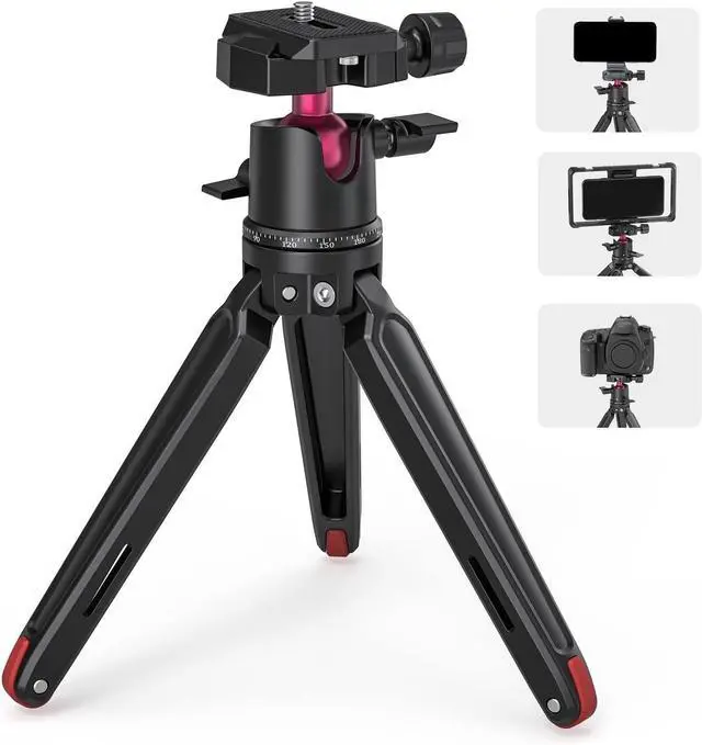 Main image of for Mini Tripod for Camera, Updated Desktop Tabletop Tripod with Arca-Type Compatible QR Plate, 360° Ball Head and 1/4 Screws Portable for Compact Cameras DSLRs, Phone, Gopro - BUT2664