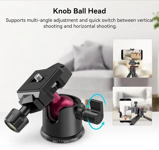 Alt view image 3 of 6 - for Mini Tripod for Camera, Updated Desktop Tabletop Tripod with Arca-Type Compatible QR Plate, 360° Ball Head and 1/4 Screws Portable for Compact Cameras DSLRs, Phone, Gopro - BUT2664