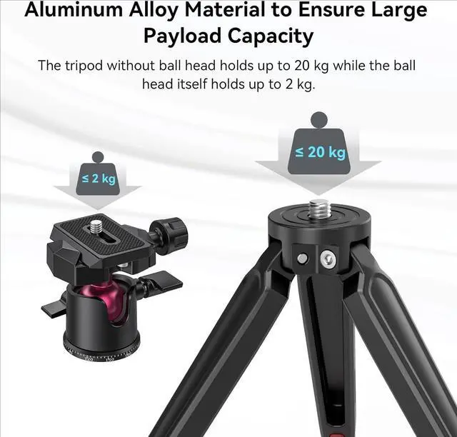 Alt view image 4 of 6 - for Mini Tripod for Camera, Updated Desktop Tabletop Tripod with Arca-Type Compatible QR Plate, 360° Ball Head and 1/4 Screws Portable for Compact Cameras DSLRs, Phone, Gopro - BUT2664