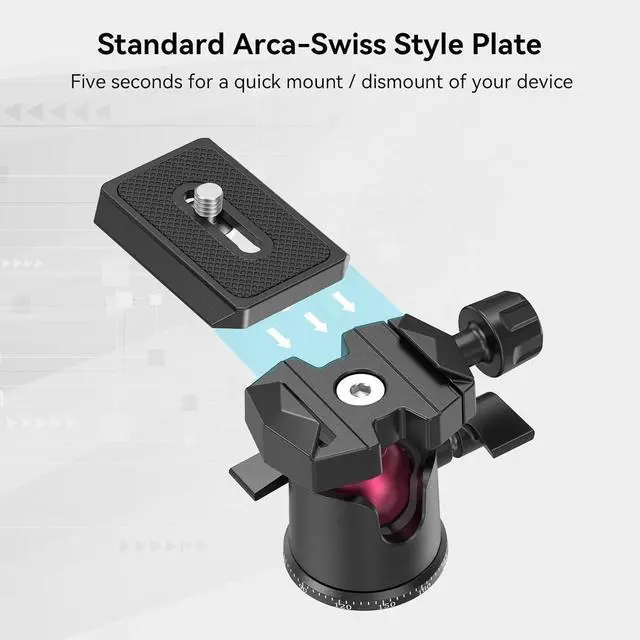 Alt view image 5 of 6 - for Mini Tripod for Camera, Updated Desktop Tabletop Tripod with Arca-Type Compatible QR Plate, 360° Ball Head and 1/4 Screws Portable for Compact Cameras DSLRs, Phone, Gopro - BUT2664