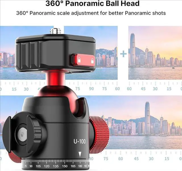 Alt view image 3 of 6 - FOR-Ball Head with Claw Super Quick Release Design, Professional Metal 360° Rotating Panoramic Ball Head with Cold Shoe, Up 44.1lbs Load, for Tripod,Monopod,Slider,DSLR Camera (U-100)