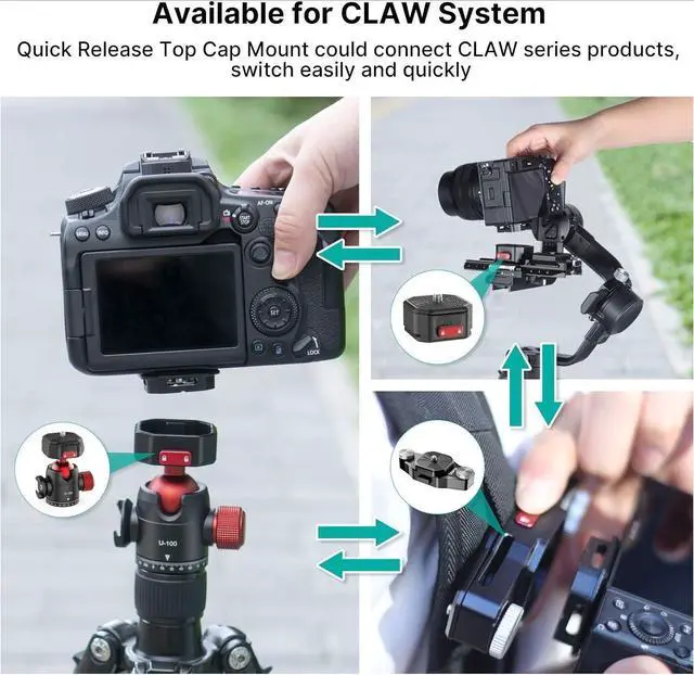 Alt view image 5 of 6 - FOR-Ball Head with Claw Super Quick Release Design, Professional Metal 360° Rotating Panoramic Ball Head with Cold Shoe, Up 44.1lbs Load, for Tripod,Monopod,Slider,DSLR Camera (U-100)