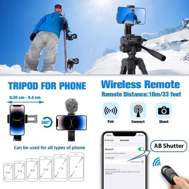 Alt view image 5 of 7 - Camera Tripod, 74" DSLR Camera Tripod with 2 QR Plates for Sony/Nikon/Canon, Lightweight Video Tripod Stand for Travelling, Phone Tripod with Fluid Head/Phone Holder/Wireless Remote Max.Load 6kg