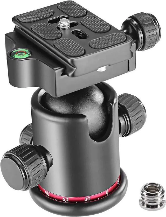 Main image of Professional Metal 360 Degree Rotating Panoramic Ball Head with 1/4 inch Quick Release Plate and Bubble Level,up to 17.6pounds/8kilograms,for Tripod,Monopod,Slider,DSLR Camera,Camcorder