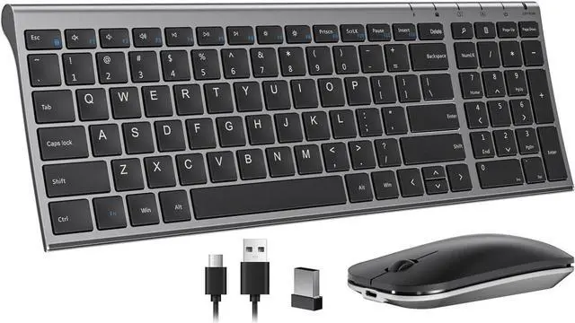 Main image of FOR-Rechargeable Wireless Keyboard Mouse, Ultra Thin Low Profile Wireless Keyboard and Mouse with Number Pad, Quiet Portable Combo Compatible for Windows XP/7/8/10/11/11 Pro, Black and Grey
