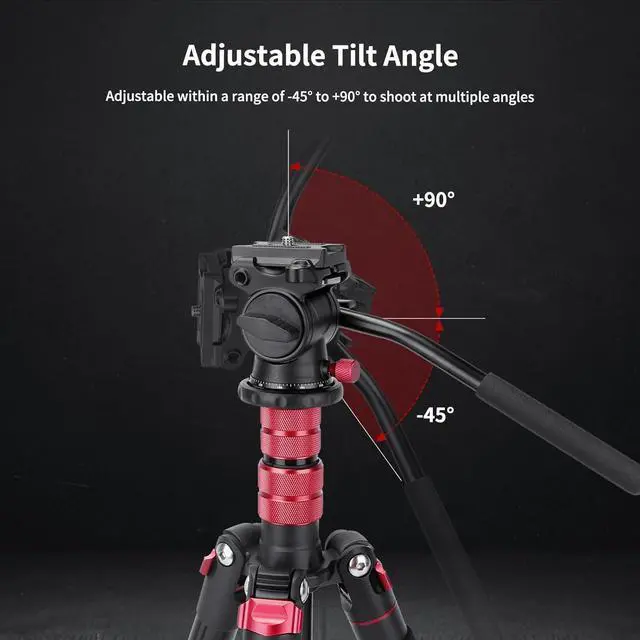Alt view image 3 of 7 - Tripod Fluid Head Pan Tilt Head with Arca Type Quick Release Plate and Handle, Metal Panorama Head with Scaled Base for Compact Video Camera DSLR Camera, Load up to 6.6lb, V502