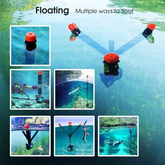 Alt view image 3 of 6 - 4in1 Floating Selfie Stick Tripod for GoPro Hero 13 12 11 10 9 8 7 6 5 4 3, Max, AKASO, Osmo Action 3/4/5 Pro Camera - As Waterproof Extension Monopod Pole Floating Handle Grip Tripod Stand