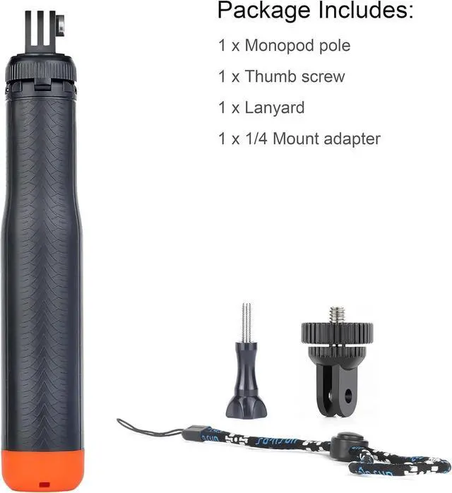 Alt view image 6 of 6 - 4in1 Floating Selfie Stick Tripod for GoPro Hero 13 12 11 10 9 8 7 6 5 4 3, Max, AKASO, Osmo Action 3/4/5 Pro Camera - As Waterproof Extension Monopod Pole Floating Handle Grip Tripod Stand