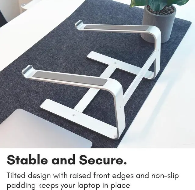 Alt view image 2 of 6 - Aluminum Laptop Stand for Desk - Works with All MacBook/Pro/Air & Laptops Between 10 to 17.3 - Sleek and Sturdy Laptop Riser - (ASTAND), Silver Aluminum