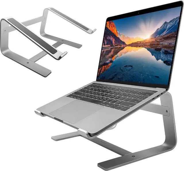 Main image of Aluminum Laptop Stand for Desk - Works with All MacBook/Pro/Air & Laptops Between 10 to 17.3 - Sleek and Sturdy Laptop Riser - (ASTAND), Silver Aluminum