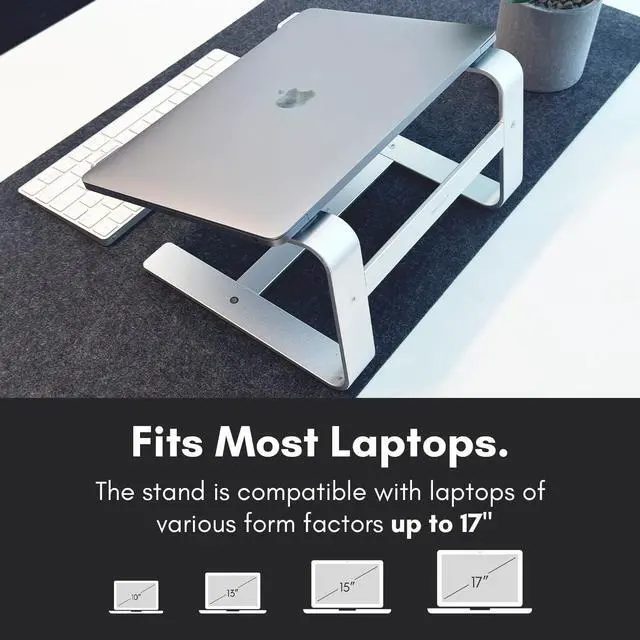 Alt view image 4 of 6 - Aluminum Laptop Stand for Desk - Works with All MacBook/Pro/Air & Laptops Between 10 to 17.3 - Sleek and Sturdy Laptop Riser - (ASTAND), Silver Aluminum