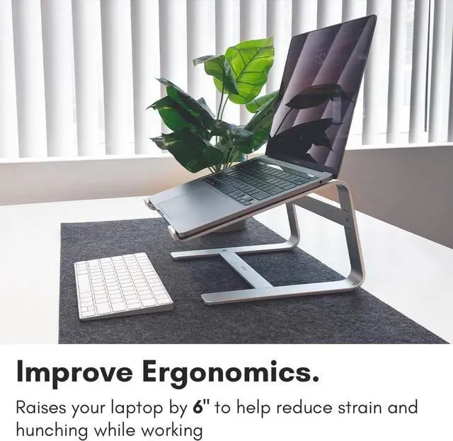 Alt view image 3 of 6 - Aluminum Laptop Stand for Desk - Works with All MacBook/Pro/Air & Laptops Between 10 to 17.3 - Sleek and Sturdy Laptop Riser - (ASTAND), Silver Aluminum
