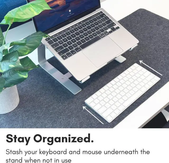 Alt view image 5 of 6 - Aluminum Laptop Stand for Desk - Works with All MacBook/Pro/Air & Laptops Between 10 to 17.3 - Sleek and Sturdy Laptop Riser - (ASTAND), Silver Aluminum