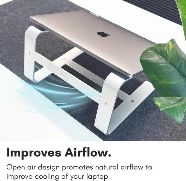Alt view image 6 of 6 - Aluminum Laptop Stand for Desk - Works with All MacBook/Pro/Air & Laptops Between 10 to 17.3 - Sleek and Sturdy Laptop Riser - (ASTAND), Silver Aluminum