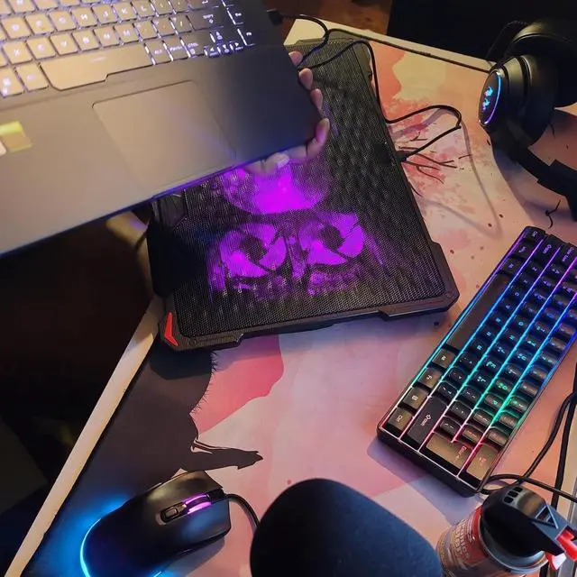 Alt view image 7 of 7 - Laptop Cooling Pad for 15.6 to 17.3 Inches PC Notebooks, 5 Fans Computer Cooler Stands with Purple Lights Desk Chiller Mat, S035