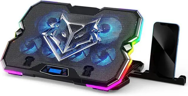 Main image of Upgrade Laptop Cooling Pad A13,RGB Lights Laptop Cooler 6 Fans for up to 15.6 Inch Laptops,10 Modes Light, 7 Height Stands, 2 USB Ports - Blue