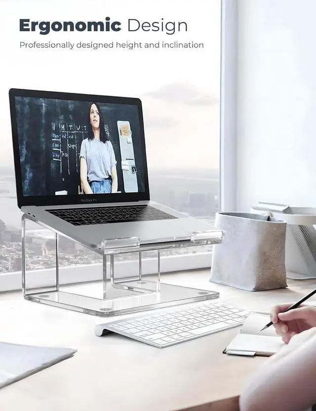 Alt view image 2 of 7 - forAcrylic Laptop Stand for Desk, Laptop Riser for 10-17.3 Inch Laptops, Ergonomic Computer Stand Holder Compatible with Macbooks and Notebooks- Clear