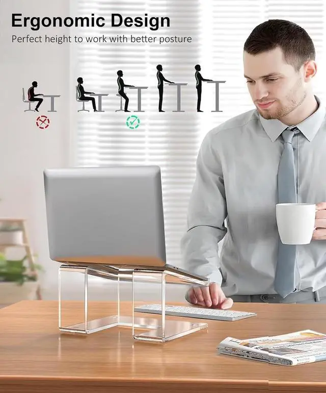 Alt view image 3 of 7 - forAcrylic Laptop Stand for Desk, Laptop Riser for 10-17.3 Inch Laptops, Ergonomic Computer Stand Holder Compatible with Macbooks and Notebooks- Clear