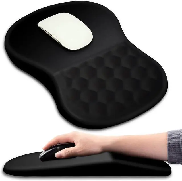 Main image of for Ergonomic Mouse Pad Wrist Support with Massage Design, Wrist Rest Pain Relief Mousepad with Memory Foam&Non-Slip PU Base, Mouse Pads for Wireless Mouse & Desk (12x8 inch,Black)