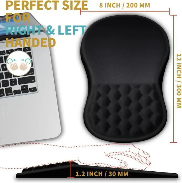 Alt view image 4 of 7 - for Ergonomic Mouse Pad Wrist Support with Massage Design, Wrist Rest Pain Relief Mousepad with Memory Foam&Non-Slip PU Base, Mouse Pads for Wireless Mouse & Desk (12x8 inch,Black)