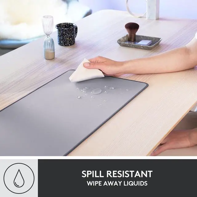 Alt view image 2 of 7 - Desk Mat - Studio Series, Multifunctional Large Desk Pad, Extended Mouse Mat, Office Desk Protector with Anti-slip Base, Spill-resistant Durable Design, in Mid-Grey