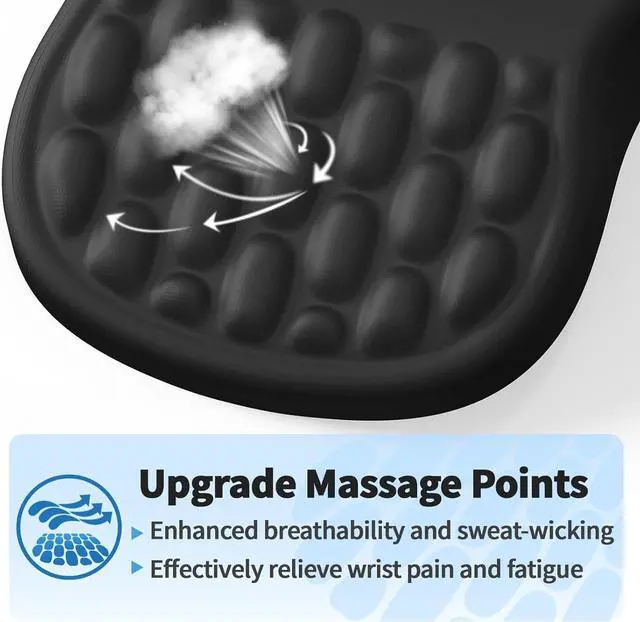 Alt view image 3 of 7 - Ergonomic Mouse Pad with Wrist Rest Support, Mousepad with Comfortable Memory Foam Wrist Rest and Non-Slip PU Base for Pain Relief, Computer, Laptop, Office, Home (Black)