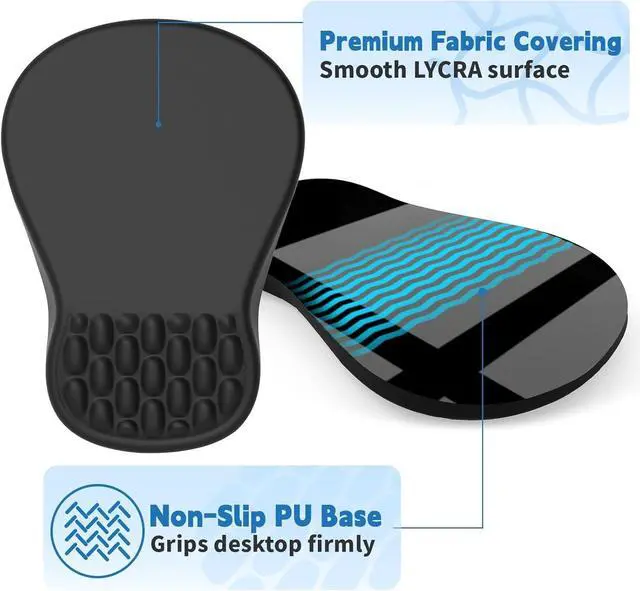 Alt view image 6 of 7 - Ergonomic Mouse Pad with Wrist Rest Support, Mousepad with Comfortable Memory Foam Wrist Rest and Non-Slip PU Base for Pain Relief, Computer, Laptop, Office, Home (Black)