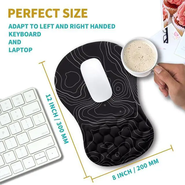 Alt view image 3 of 6 - for Ergonomic Mouse Pad Wrist Support, Wrist Rest Mousepad for Carpal Tunnel Pain Relief with Integrated Memory Foam Slope Massage Bulge (11.8x7.9 inch,Topographic Contour)