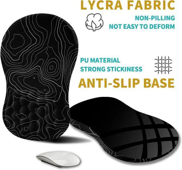 Alt view image 5 of 6 - for Ergonomic Mouse Pad Wrist Support, Wrist Rest Mousepad for Carpal Tunnel Pain Relief with Integrated Memory Foam Slope Massage Bulge (11.8x7.9 inch,Topographic Contour)