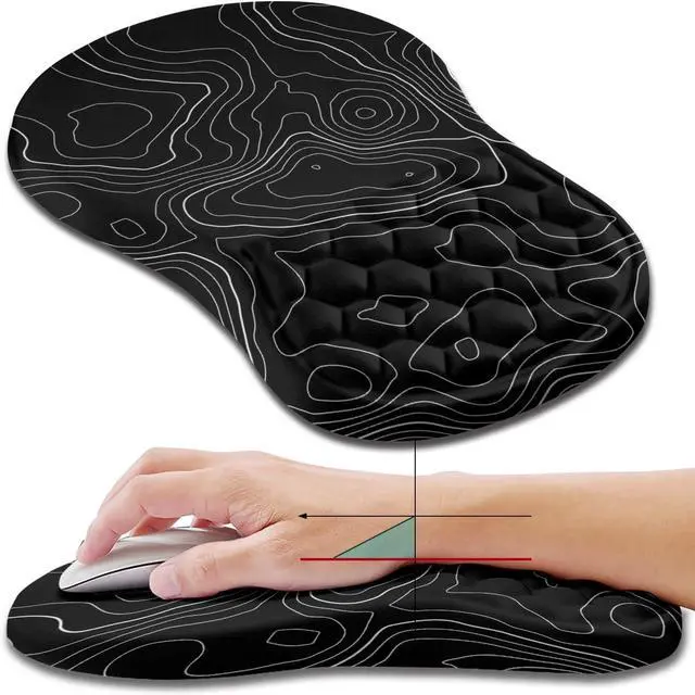 Main image of for Ergonomic Mouse Pad Wrist Support, Wrist Rest Mousepad for Carpal Tunnel Pain Relief with Integrated Memory Foam Slope Massage Bulge (11.8x7.9 inch,Topographic Contour)