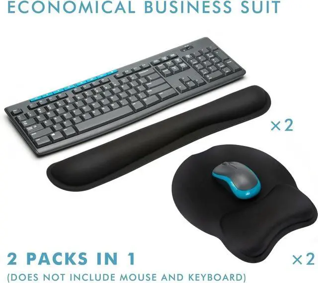 Alt view image 6 of 7 - Premium Keyboard Wrist Rest and Mouse Pad Wrist Support, Ergonomic Memory Foam Set for Office, Laptop, Mac, Computer and Gaming, Comfortable Typing &Wrist Pain Relief (2 Pack)