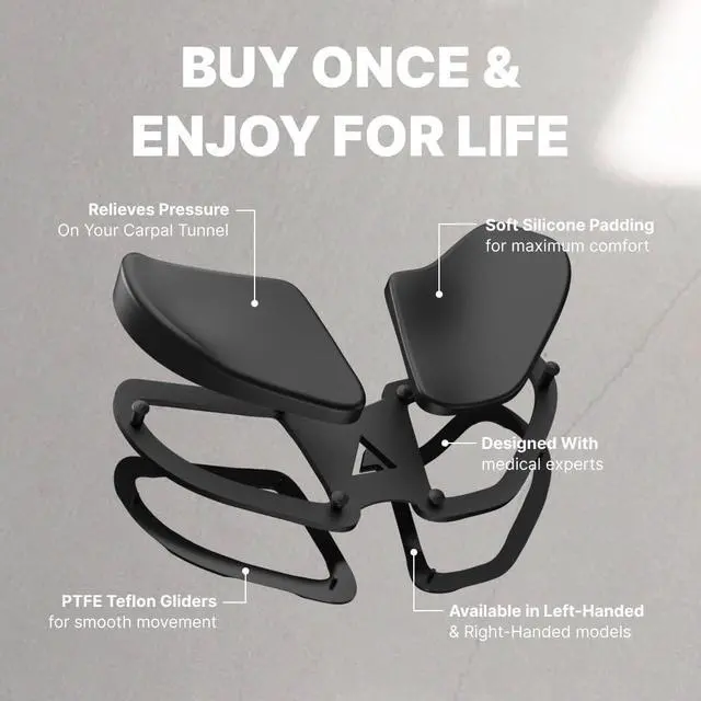 Alt view image 3 of 7 - FOR-Carpio 2.0 - Right-Handed Truly Ergonomic Wrist Rest for Mouse, Carpal Tunnel Support, Pain Relief, Anti-Fatigue, Easy Glide, Sleek, Office, Computer, Laptop, Gaming - Large, Black