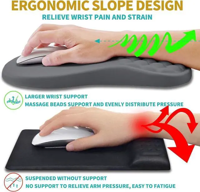 Alt view image 5 of 6 - 2 in 1 Ergonomic Mouse Pad Wrist Support & Wrist Rest for Computer Keyboard Set, with Relieve Carpal Tunnel Pain Massage Bulge and Full Memory Gel Design (2In1 Set, Dark Gray)