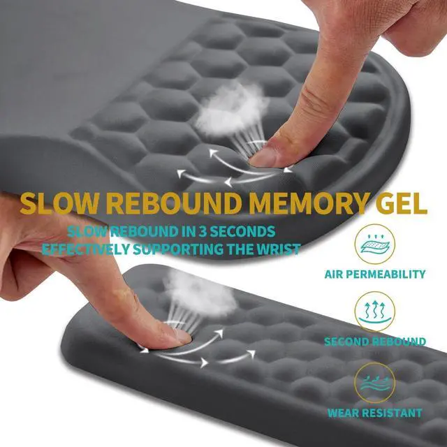 Alt view image 4 of 6 - 2 in 1 Ergonomic Mouse Pad Wrist Support & Wrist Rest for Computer Keyboard Set, with Relieve Carpal Tunnel Pain Massage Bulge and Full Memory Gel Design (2In1 Set, Dark Gray)