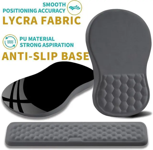 Alt view image 6 of 6 - 2 in 1 Ergonomic Mouse Pad Wrist Support & Wrist Rest for Computer Keyboard Set, with Relieve Carpal Tunnel Pain Massage Bulge and Full Memory Gel Design (2In1 Set, Dark Gray)