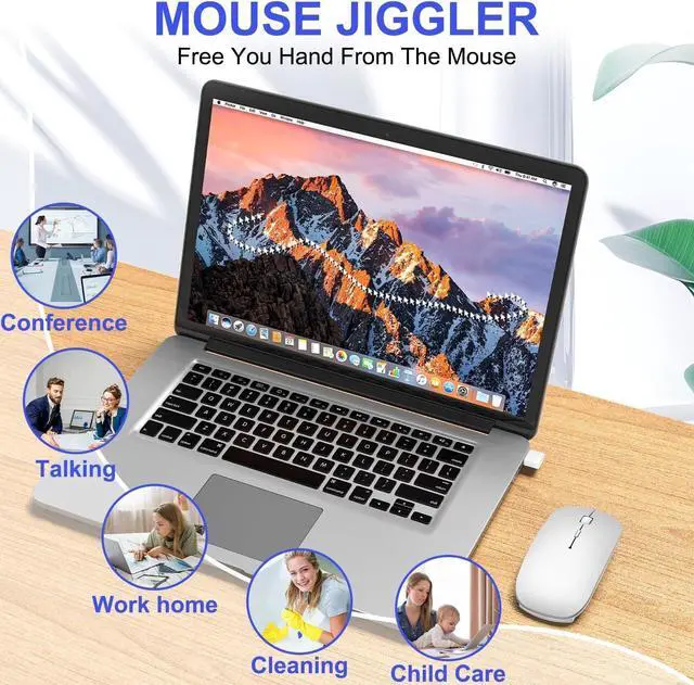 Alt view image 3 of 7 - FOR Bluetooth Wireless Mouse for MacBook Air Mac Pro iPad Laptop Computer Pad Optical Rechargeable Slim Silent Dual Mode (2.4G USB-C/USB-A&Bluetooth 5.2/3.0) Mouse Jiggler for Computer Awakening -