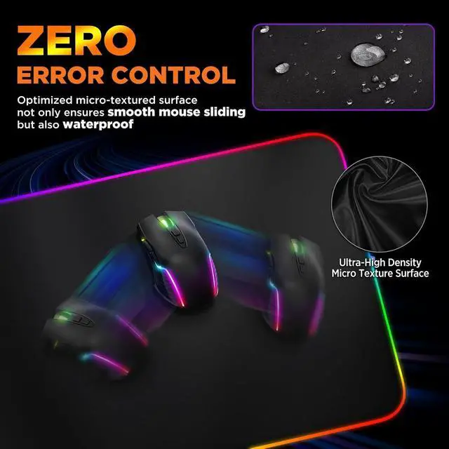 Alt view image 6 of 7 - RGB Gaming Mouse Pad,15W Wireless Charging Mousepad with 10 Light Modes, Large Mousepad with Premium Smooth Surface, Non-Slip Mouse Mat for Gaming, Desk, PC,Office, 31.5x11.8x0.16inch
