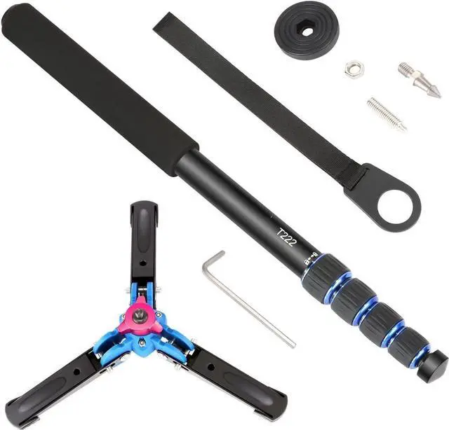 Alt view image 2 of 7 - Extendable Camera Monopod with Detachable and Foldable Stand Base: Aluminium Alloy, Height 52-168 cm for Nikon Sony DSLR; Maximum Load of 5 kg