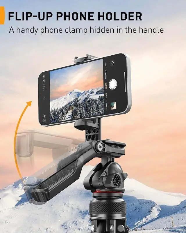 Alt view image 3 of 7 - Camera Tripod, 60 Portable and Height-Adjustable, Travel Tripod with 13.2 lbs Max Load, Phone Camera Stand Heavy Duty for Video Recording, PGIPE01