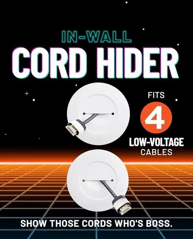 Alt view image 2 of 7 - TV Cord Hider for Wall Mounted TV - White Cable Management Kit Hides TV Wires Behind The Wall- Includes 2 Pass Throughs, Locking Brackets, and Hole Saw Drill Attachment for Easy Install