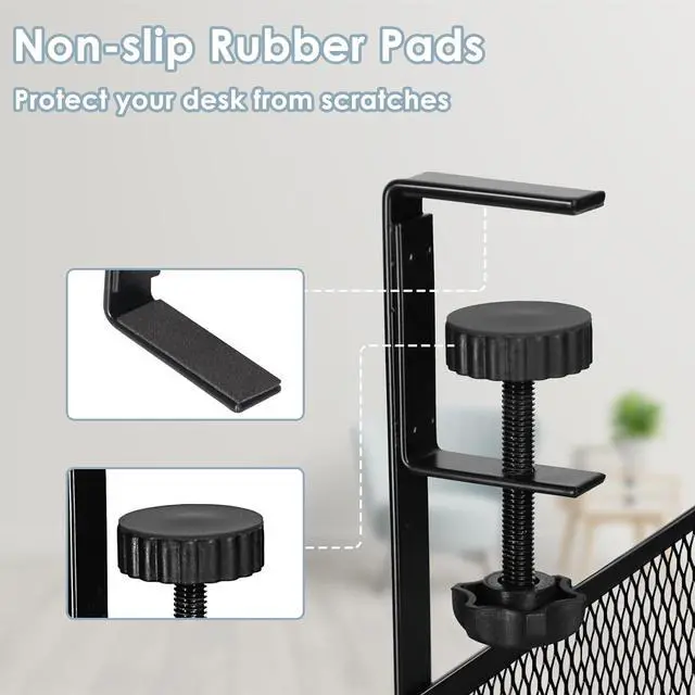 Alt view image 3 of 7 - Cable Management, 2 Pack Cable Management Under Desk No Drill, Metal Cord Organizer with Clamp for Standing Desk, Cable Organizer for Home Office, Black