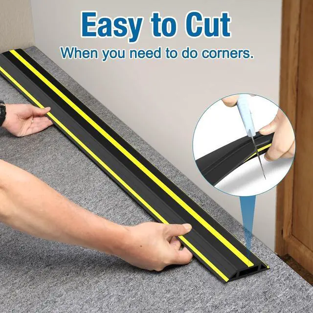 Alt view image 4 of 7 - 10 ft Floor Cable Cover Protector, Heavy Duty PVC Duct Easy to Unroll, Prevent Trip Hazard for Home Office or Outdoor Settings